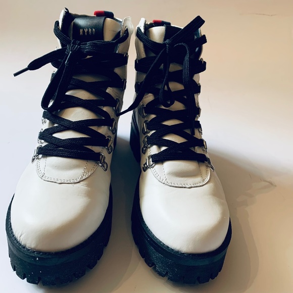 🤍 Steve Madden Leather Combat Boots size 9.5 White - Picture 2 of 8